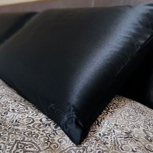 2 Pack Moody Silk Pillowcase (BLACK) 100% 22 Momme Silk Queen Size